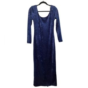 90s velvet long maxi dress with back middle slit